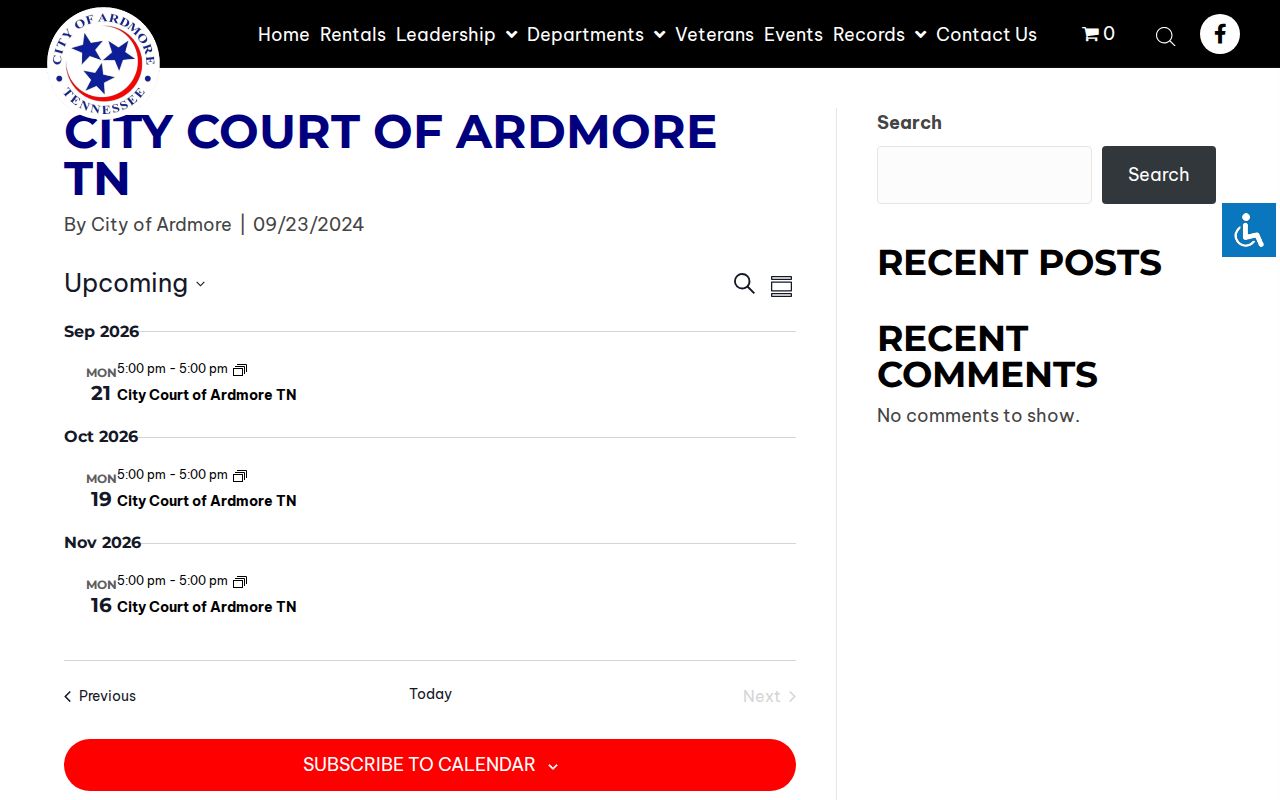Lincoln County court calendar on the Ardmore city court series